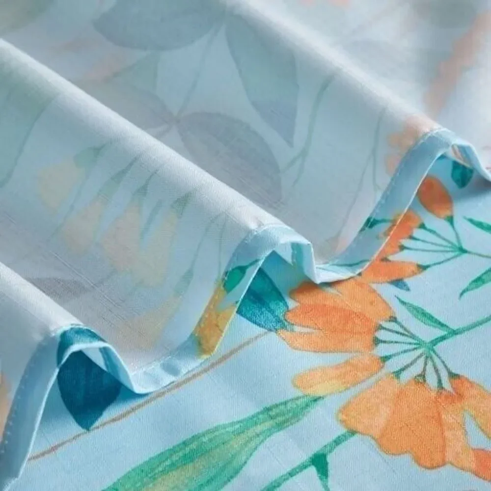Wildflowers Fabric Shower Curtain Yellow Orange Poppies Blue Floral Bath Gift